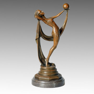 Tänzer-Statue Handball-Mädchen-Bronze-Skulptur, Milo TPE-378